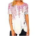 thumbnail image 2 of Kayannuo Short Sleeve Womens Tops Graphic Tees Women Valentine's Day Women's Fashion Printed Loose T-shirt Buttons Short Sleeves Blouse Round-Neck Casual Tops, 2 of 5