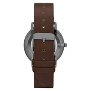 GEORGE Mens Watch: Gunmetal Case, Blue Easy Read Dial,Brown Vegan Leather Band (FMDOGE019)