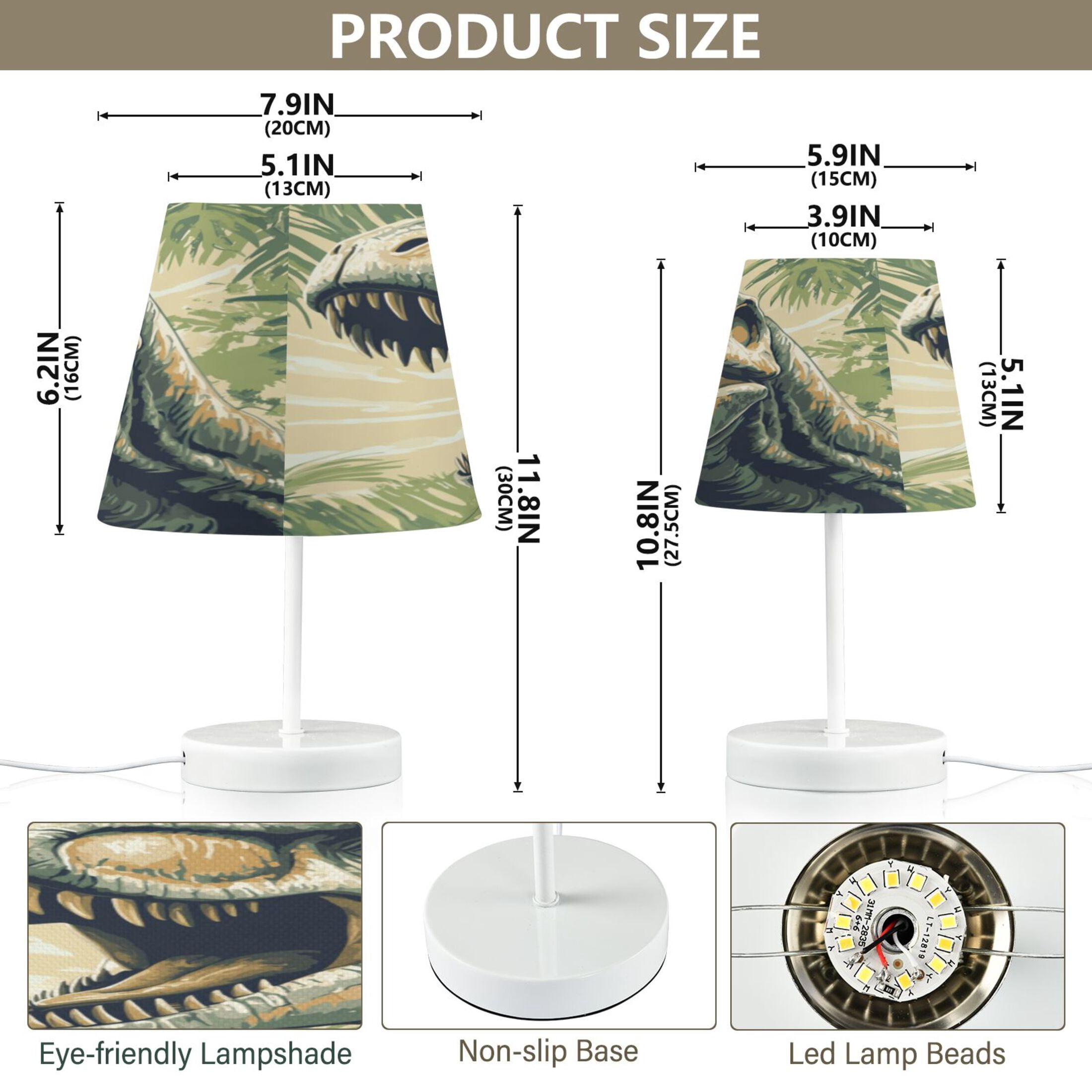 Table Lamp Small 5.9x10.8 Inches Table Lamps Night Light Tools & Home Improvement Bedroom Lamp Guest Room Lamp Study Lamp Office Lamp Big Green Dinosaur