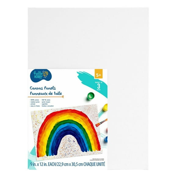 HELLO HOBBY CANVAS PANELS 3 PACK 9 in. x 12 in. EACH