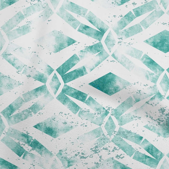 oneOone Polyester Spandex Sea Green Fabric Geometrical Water Color Sewing Craft Projects Fabric Prints By Yard 56 Inch Wide
