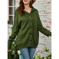 thumbnail image 3 of Women'S Casual Cardigan V Neck Button Down Hooded Sweaters Long Sleeve Hoodies Outfits  Green XL, 3 of 6