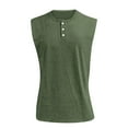 thumbnail image 4 of LODIENY Workout Tank Tops for Men Big and Tall Regular Fit Casual Summer Sleeveless Button V Neck Henley Shirts Vintage Muscle Gym T-Shirt Tops Army Green XXL, 4 of 6