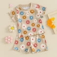 thumbnail image 3 of Okbabeha Toddler Girl Summer Clothes Baby Girls Floral T Shirt Shorts Set Infant Boho Flower Outfit 2pcs Matching Suit, 3 of 7