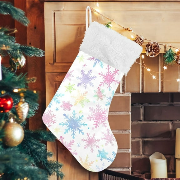 Ryvnso Christmas Stockings Snowflakes Colorful 17.7" Large Stocking Decoration 1 Pack