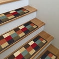 thumbnail image 4 of Ottomanson Non-Slip Rubberback Checkered 8.5" x 26" Indoor Stair Treads, 7 Pack, Multicolor, 4 of 15