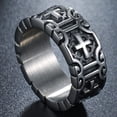 thumbnail image 2 of YAZI 9mm Retro Vintage Stainless Steel Cross Band Style Biker Ring, 2 of 6