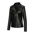thumbnail image 4 of LYXSSBYX Women Long Sleeve Shacket Jacket Women Fashion Solid Zipper Leather Tops Cardigan with Pocket Short Coat Jacket, 4 of 5