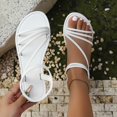 thumbnail image 5 of Jamicy Summer Sandals for Women Strappy Flat Sandals Dressy Ankle Strap Open Toe Summer Beach Slides Casual Vacation Shoes, 5 of 8