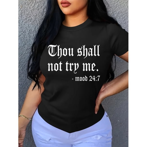 Letter Print T-shirt, Casual Crew Neck Short Sleeve Top For Spring & Summer, Women's Clothing
