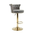 thumbnail image 3 of Bar Stools Set of 2, Swivel Counter Height Bar Stools with Adjustable Height and Footrest, Button Tufted Back Bar Chairs with Nail Trim Decoration for Home Bar Kitchen Island Cafe Pub, Gray, 3 of 9