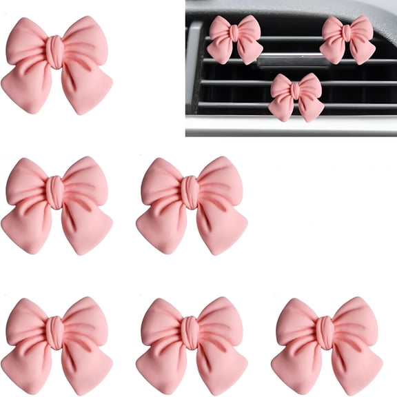 RIONIMA 6 Pcs Pink Bow Car Air Vent Clips Cute Girly Car Decor Accessories Interior Aesthetic Decorations for Women
