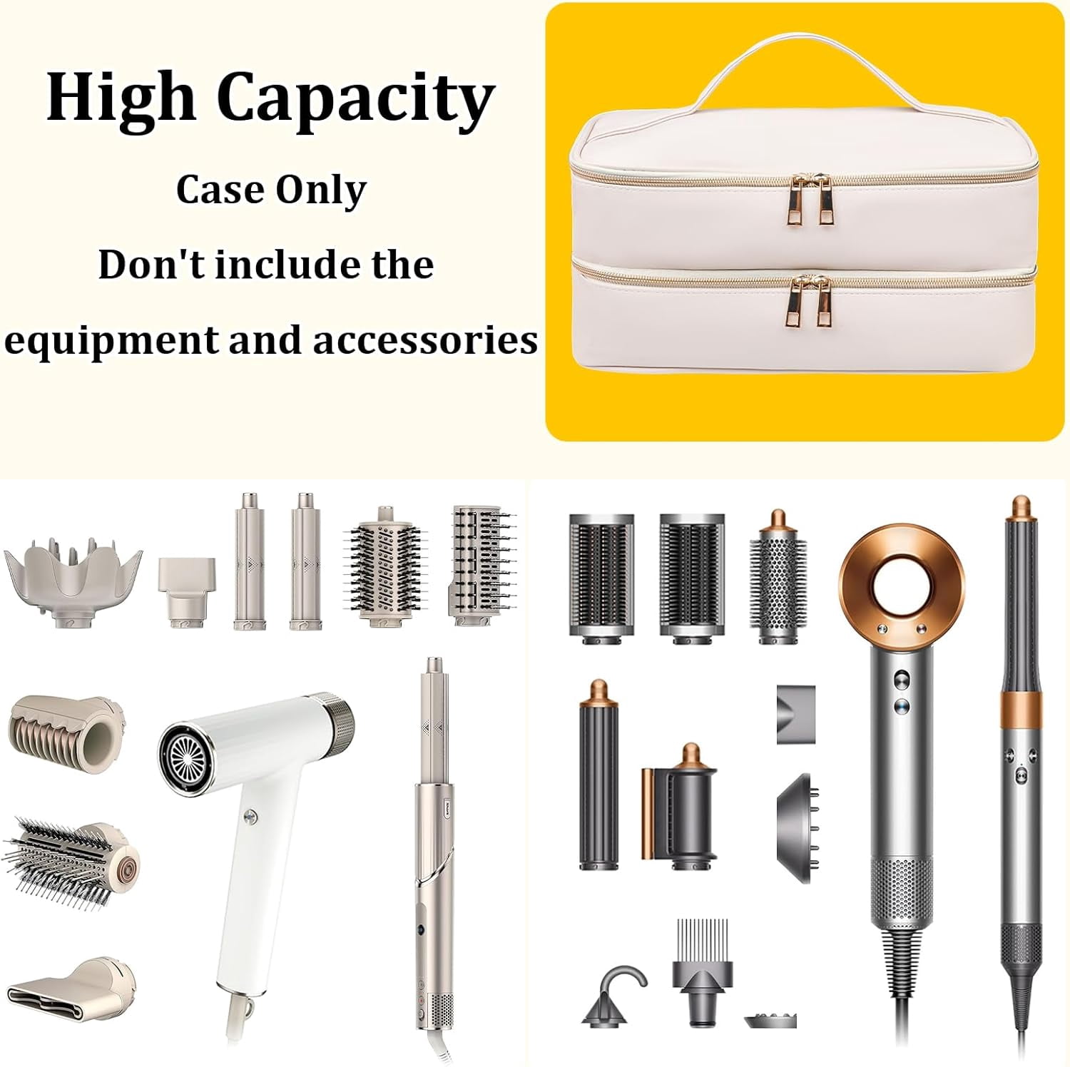 Aorsher Compatible with Shark Flex Style Hair Dryer Travel Case, Waterproof PU Leather Storage Bag for Travel Salon, Beige