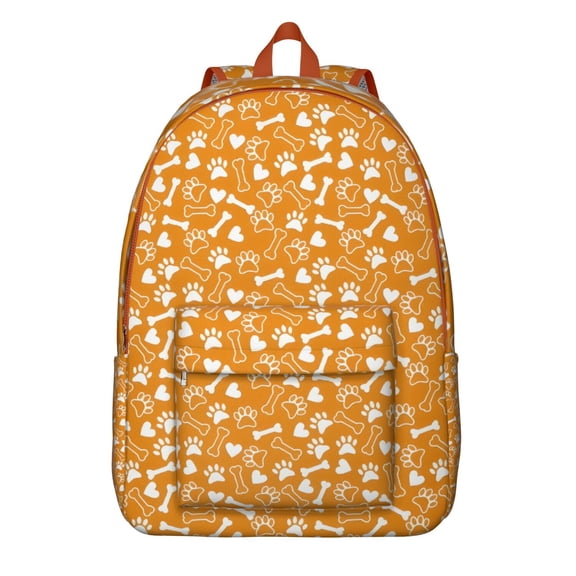 Yellow Puppy Dog Food Footprints Backpack for School,Cute School Bag,Schoolbag with Adjustable Shoulder Straps & Padded Back,15.7"x11.8"x5.5"
