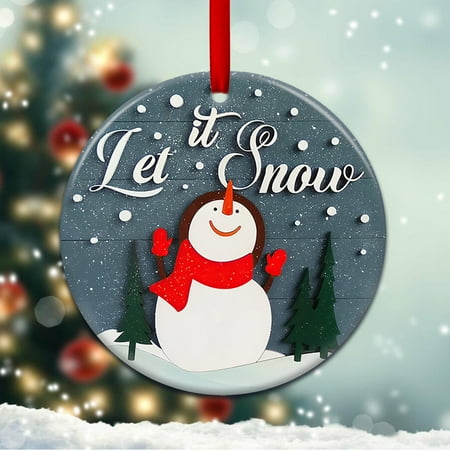 

Snowman Christmas Let It Decoration Pendant Christmas Circle Ornament