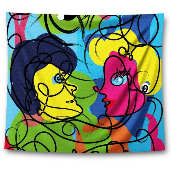Awkward Styles Contemporary Painting Tapestry Wall Hanging Colorful Figures Home Decor Expressive Artwork