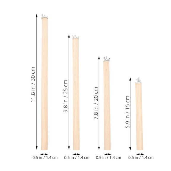 Milisten Multi-Color Wooden Bird Perch Rod Comfortable Standing Stick for Decor 4Pcs