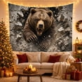 thumbnail image 3 of Grizzly Bear Bursting Through Shattered Stone Wall, Dramatic Digital Art for Wildlife Lovers, Animal Portrait Wall Decor, Birthday Gift Tapestry Wall Hanging for Bedroom and Living Room, 3 of 7