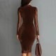 thumbnail image 4 of Mini Vestido de Manga Larga para las Mujeres Velvet Mall Cuello Redondo Sólido Fiesta Casual Primavera de Boda, 4 of 7
