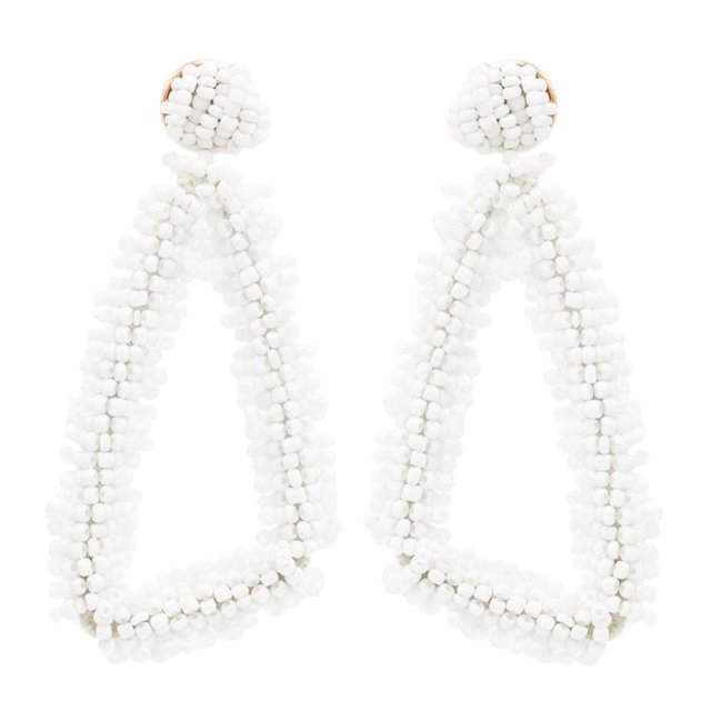 Pendientes de gancho de de triángulo grande geométrico bohemio joyería de mujer Blanco jinwen Pendientes de gota con cuentas geométricas