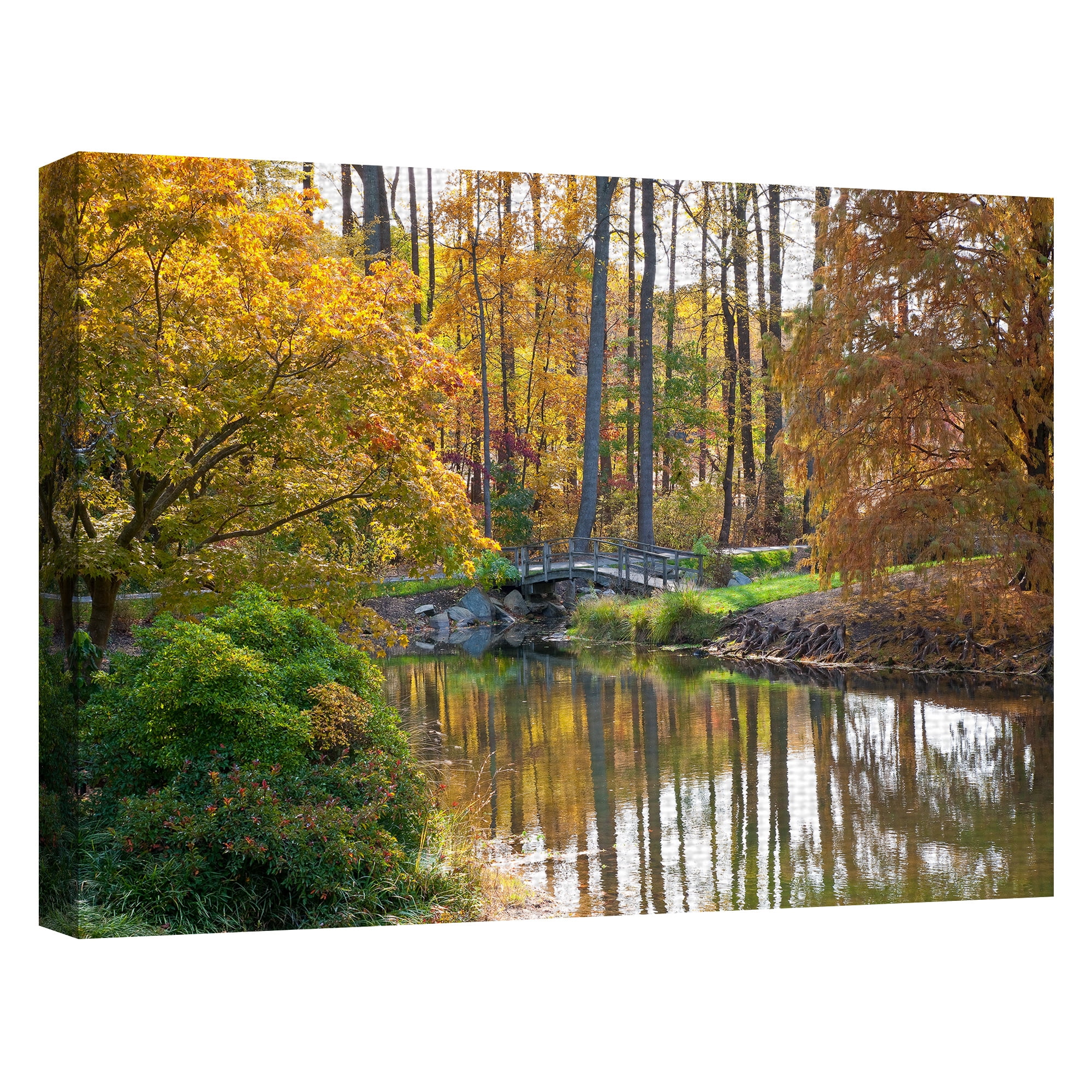 Masterpiece Art Gallery Bridge To Fall Autumn Forest By Robin Constable Hanson Canvas Art Print 18" x 24"