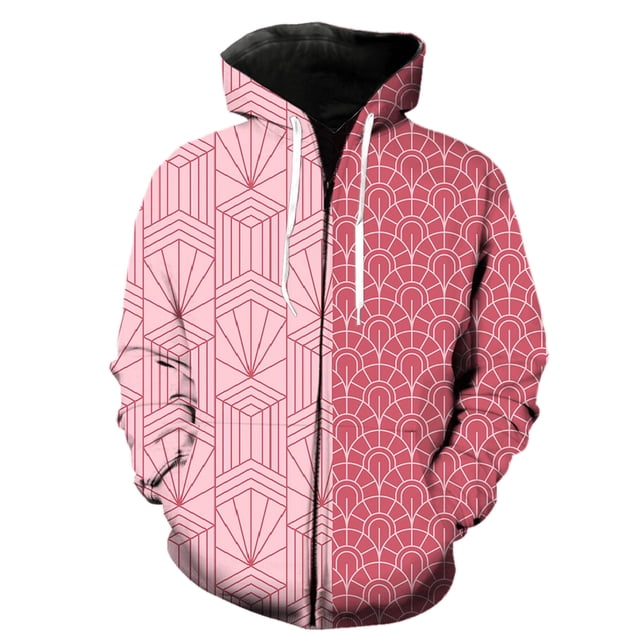 Sudadera con capucha y cremallera con estampado abstracto para hombre, estilo hip hop, informal, de moda, con estampado 3D, manga larga, unisex, primavera, 2024