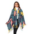 thumbnail image 3 of FORMRS Womens Scarf Winter Soft Long Big Warm Shawls Wrap Tassel Scarves, Pink Floral Flamingo, 3 of 9