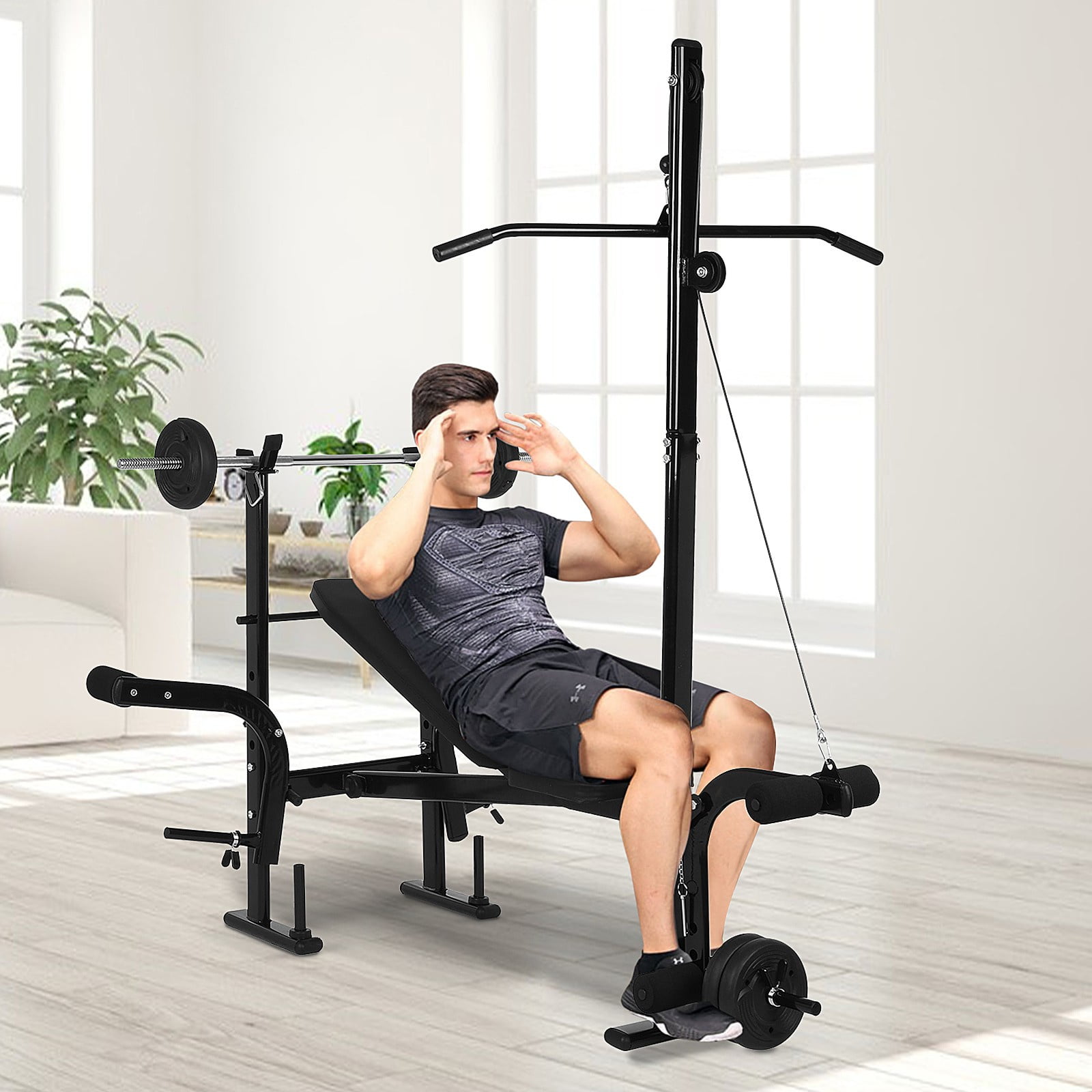 Details about   Adjustable Weight Bench Multi-Function Folding Fitness w/ Barbell Incline Seat 