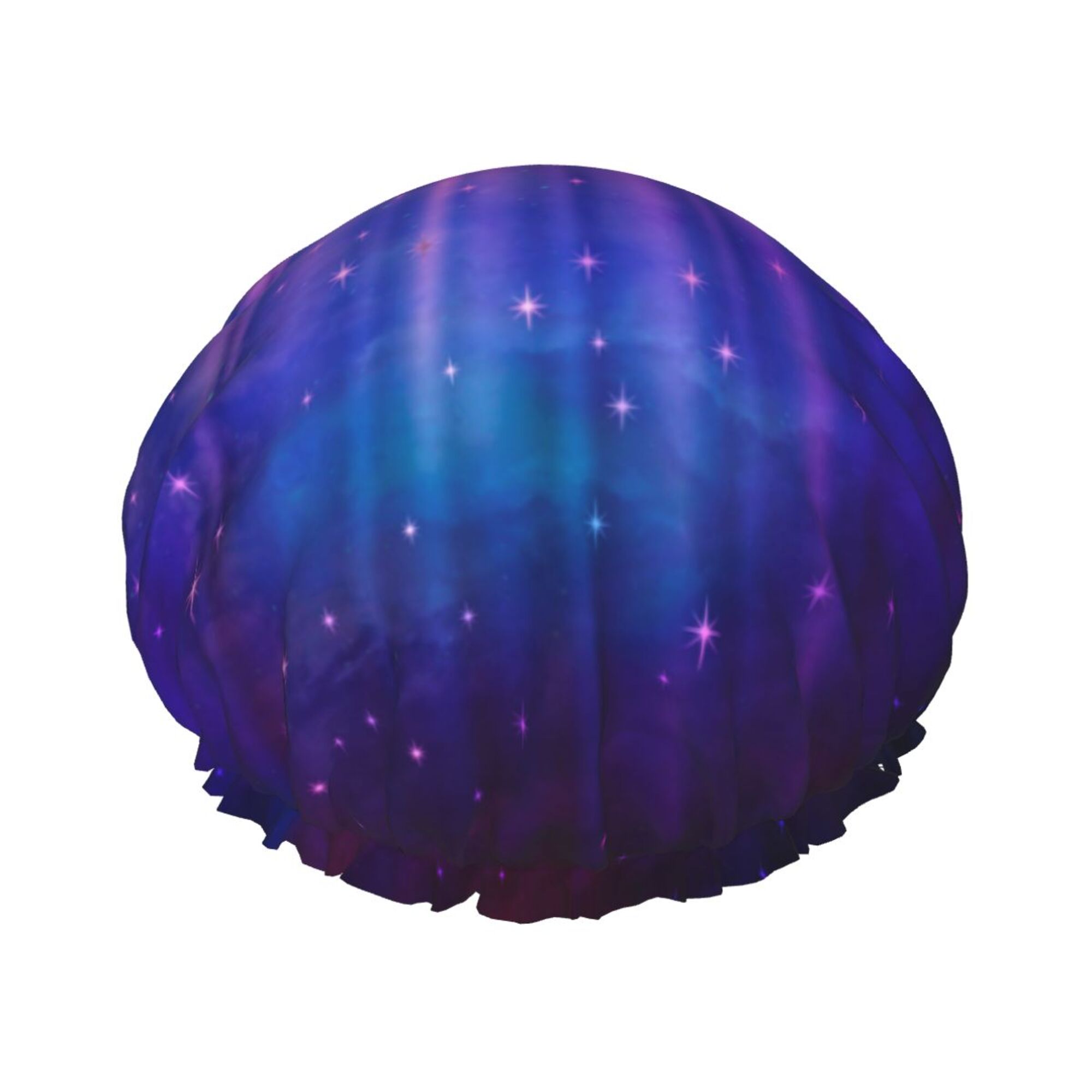 Yfyang Womens Double Waterproof Shower Cap Purple Star Pattern 