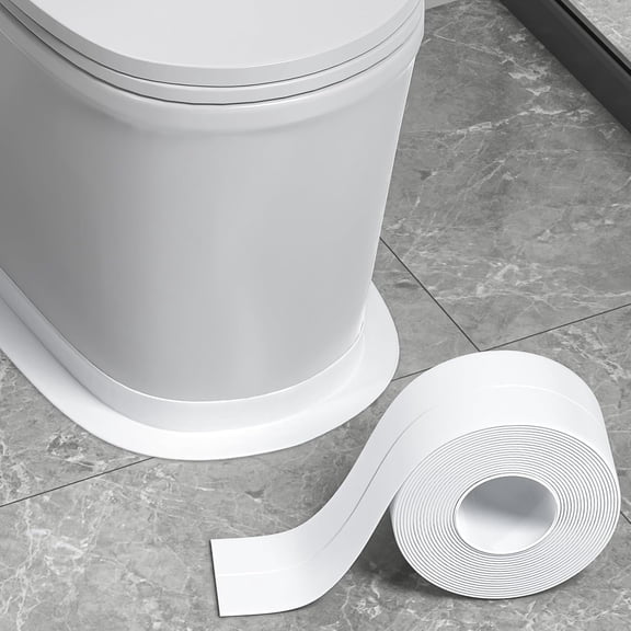 2roll White Caulk Waterproof Self-Adhesive(1.5" x 16.4Ft), Toilet Caulking Sealant Tape, Bathtub Caulk Sealing Strip for Kitchen, Bathroom, Countertop, Sink, Floor Wall Edge Protector