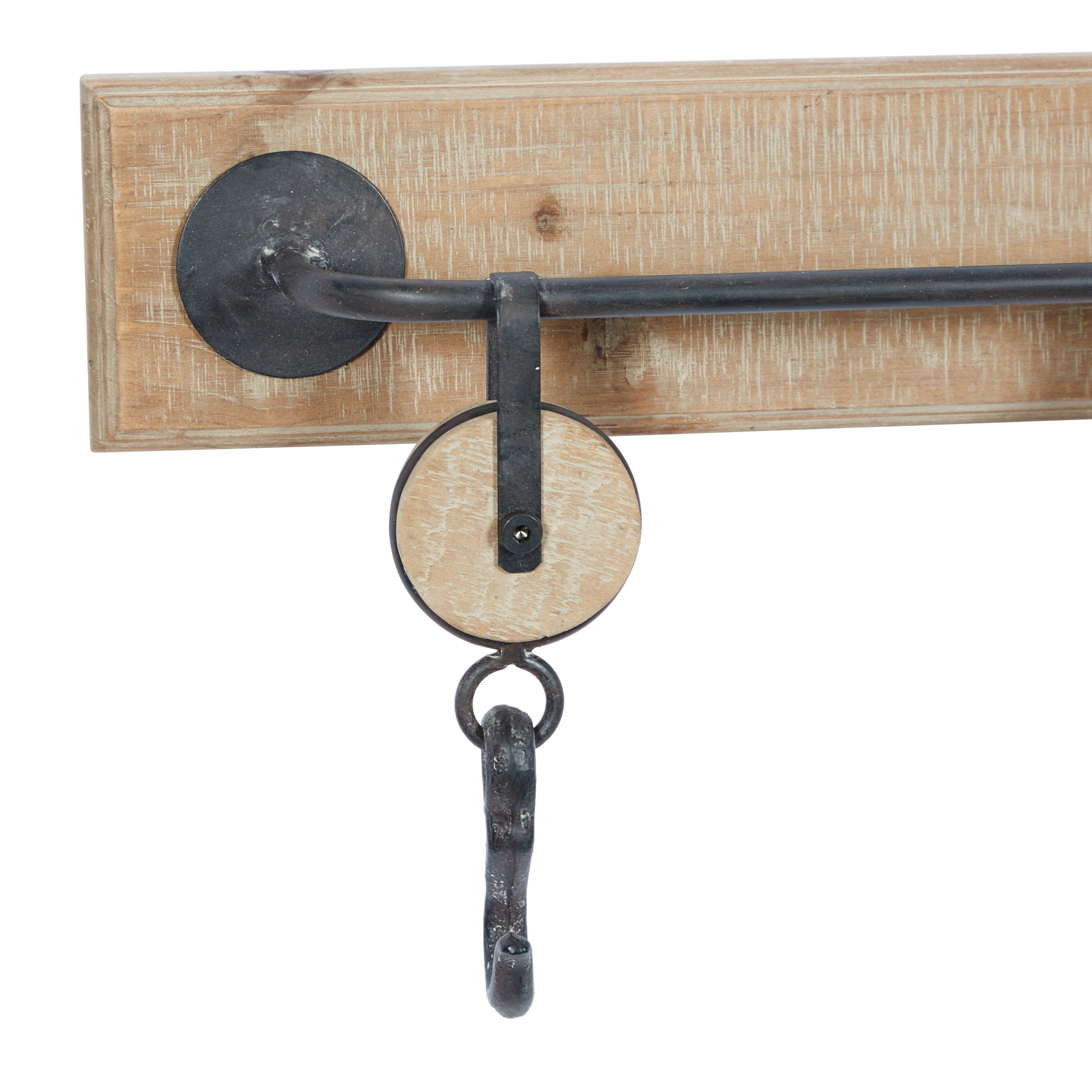 DecMode Brown Wood Industrial Wall Hook