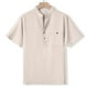 thumbnail image 5 of pstuiky camiseta de hombre, Blusa de lino con cuello alto, manga corta y botones de bolsillo para hombre camisas casuales para hombre xxl, 5 of 9