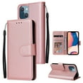 thumbnail image 1 of SaniMore for iPhone 14 Plus 6.7" PU Leather Case, Magnetic Closure Flip Wallet Cover with Wrist Strap Card Slot & Multi-Angle Kickstand All-Inclusive Protective Shell, Rosegold, 1 of 7