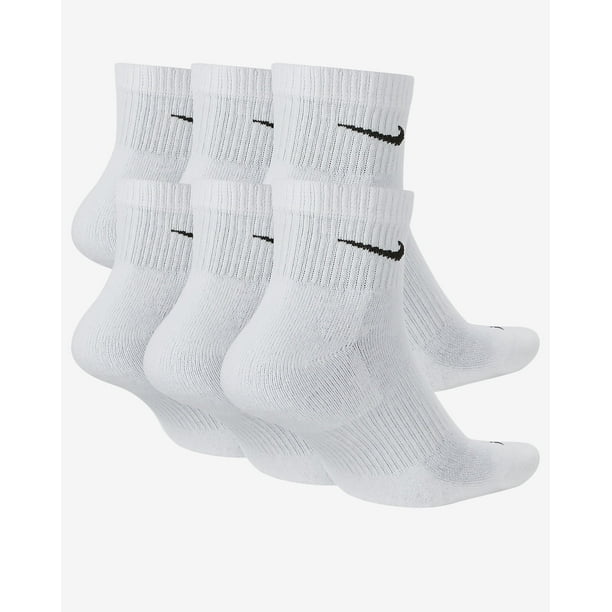 Nike Everyday Plus Cushion Ankle White/Black Socks - 6 Pair Pack SX6899-100  Large (Men's 8-12) 