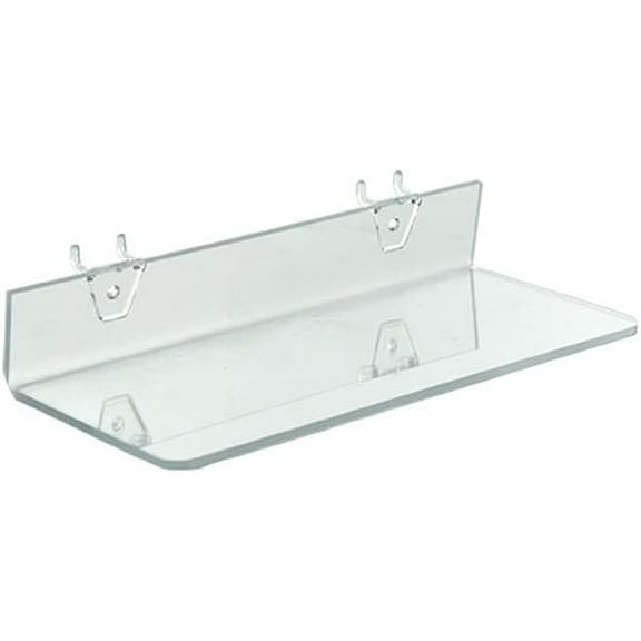 Azar Displays 556017 Clear Acrylic Shelf for Pegboard or Slatwall (4 Pack), 13.5" W x 4"D