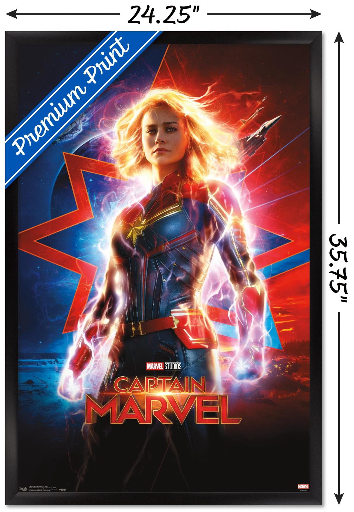Marvel Cinematic Universe - Captain Marvel - One Sheet Wall Poster, 22.375" x 34" Framed