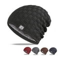 thumbnail image 2 of Mosey Men Knitted Hat Winter Beanie Cap Slouchy Cold Resistant Solid Color Warm High Elastic Thick Plush Soft Anti-slip Decorative Men Outdoor Cycling Camping Cap, 2 of 8