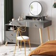 thumbnail image 3 of Mirror Chair Led Dressing Table Brown Bedroom Multifunctional Luxury Dressing Table Classic Charm Tocador Maquillaje Furniture My Lux Decor Round, 3 of 30