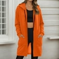 thumbnail image 2 of Mohiass Long Hoodies for Women Zip Up Jacket Oversized Y2K Hoodie Long Sleeve Sweatshirt Fall Jacket Winter Coats with Pockets Orange M, 2 of 6
