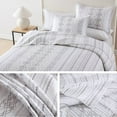 thumbnail image 6 of SahSahCasa Boho Quilts Queen Size, 100% Cotton Queen Comforter Set for Bed, Bohemian Geometric Striped Quilted Bedspread, White Quilt Bedding Set All Season, 3 Pieces, 6 of 7
