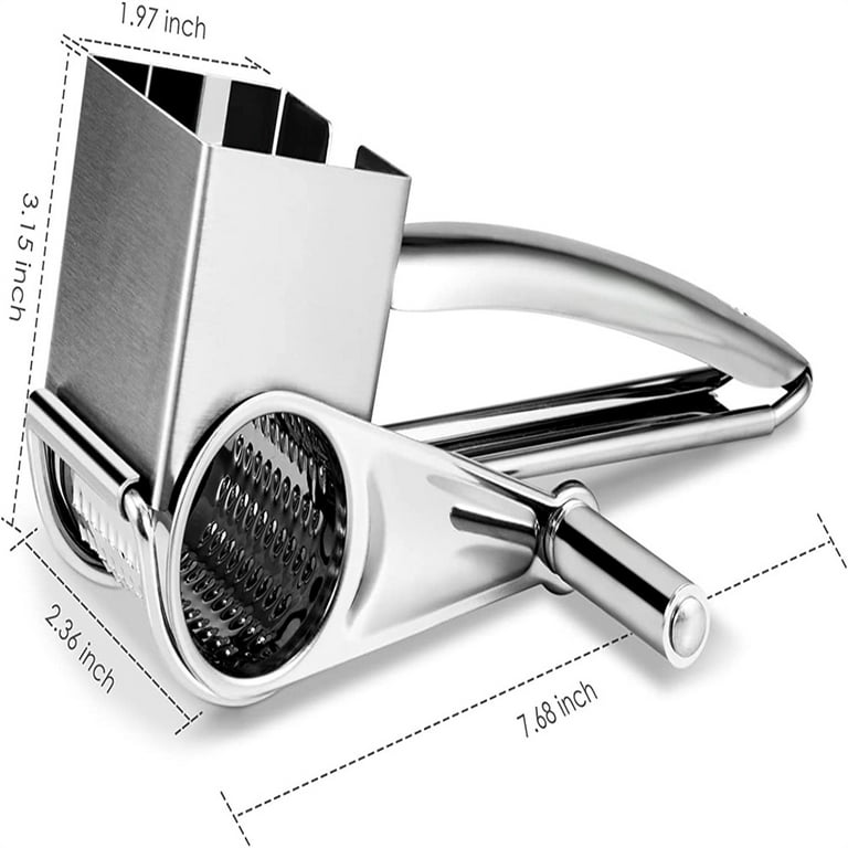 Jahy2Tech Cheese Grater, Rotary Cheese Grater Handheld with 3 Drum Blades, Rotary  Handheld Cheese Shredder Grater Stainless Steel 