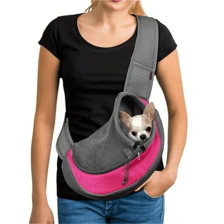 LANL Pet Dog Sling Carrier Puppy Sling Bag Small Dogs Cats Carrier Adjustable Strap Mesh Hand Free Dog Satchel Carrier for Outdoor Travel (S (up to 5 lbs)  Pink) LIU