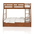 thumbnail image 3 of Bowery Hill Solid Wood Oak Twin Over Full Bunk Bed Rectangular Slatted Guard Rails Unassembled, 3 of 8