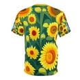 thumbnail image 2 of Unisex Cut & Sew T-shirt A Robot Riding Unicycle Through Sunflower Field, 2 of 7