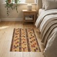 thumbnail image 3 of ODIKA 2'x3' Brown Tan Geometric Mosaic Design Washable Doormat Intricate Pattern with Stripes for Entryway, Kitchen, Laundry Room, Non-Slip, Low Pile, 3 of 7