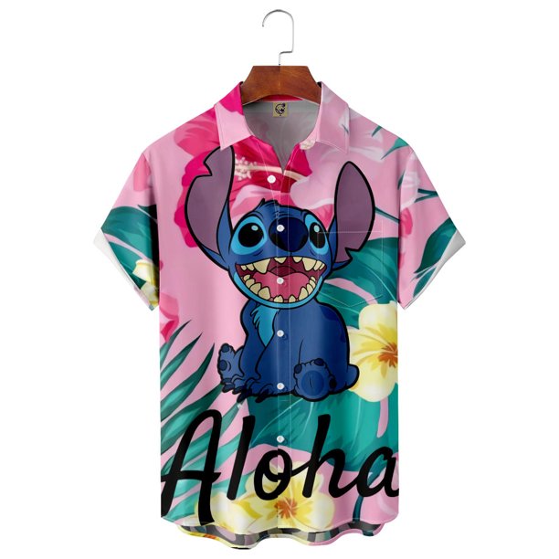 Disney Lilo & Stitch Shirt Chest Pocket Short Sleeve Hawaiian Shirt ...