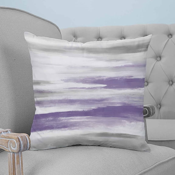 Purple Gray White Throw Pillow Covers, Soft Pillowcases with Invisible Zipper, Retro Country Abstract Mottled Texture Square Pillow Cushion Covers for Living Room Couch Sofa Bed 16x16 Inches