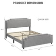 thumbnail image 7 of Queen Upholstered Platform Bed Frame with Rivet Decor Headboard, Wood Slat Support, No Box Spring Needed, Easy Assembly, Grey, 7 of 7