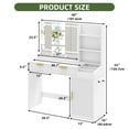 thumbnail image 6 of Uforic Vanity Desk with Mirror and LED Lights, Makeup Vanity Table with 2 Drawers & 11 Shelves, Makeup Table with Power Outlet for Bedroom Dressing Room,White, 6 of 9