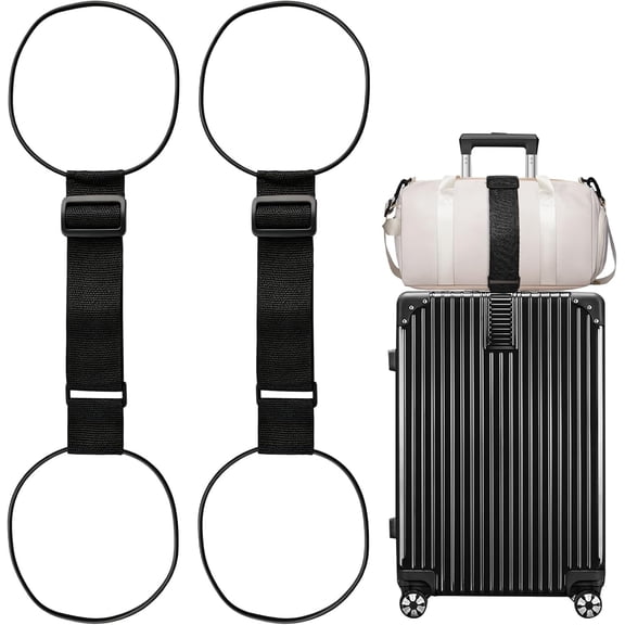2 Pack Luggage Straps Elastic Strap for Suitcases Adjustable(Black)